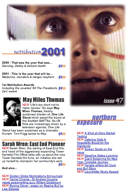 Screengrab of Netribution Issue 47, first week of 2001 