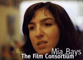 Photo portrait of Mia Bays, brown long hair. Text overlay says her name and 'The Film Consortium'